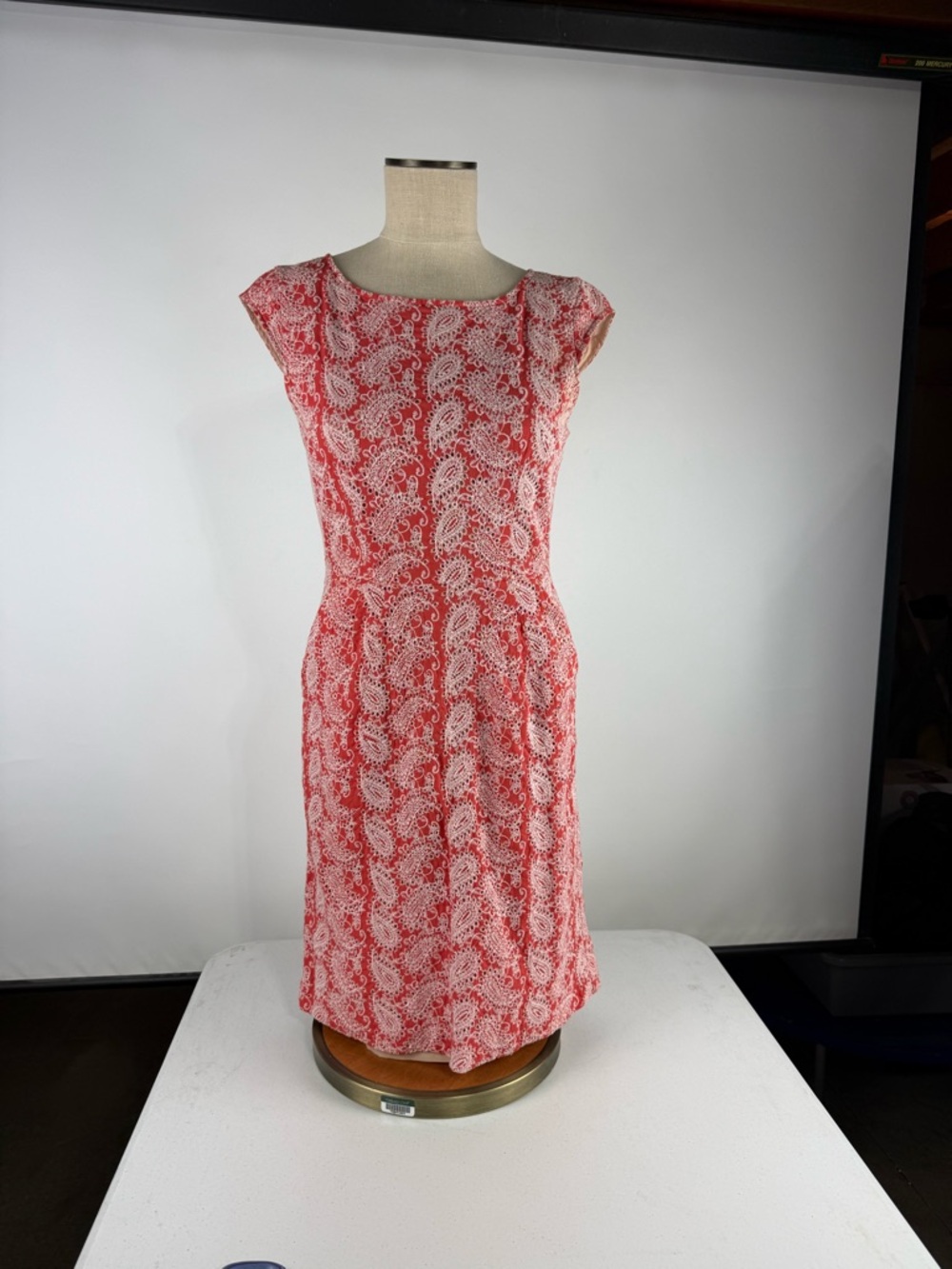 Women’s Dark Coral Paisley Cap-Sleeve Dress